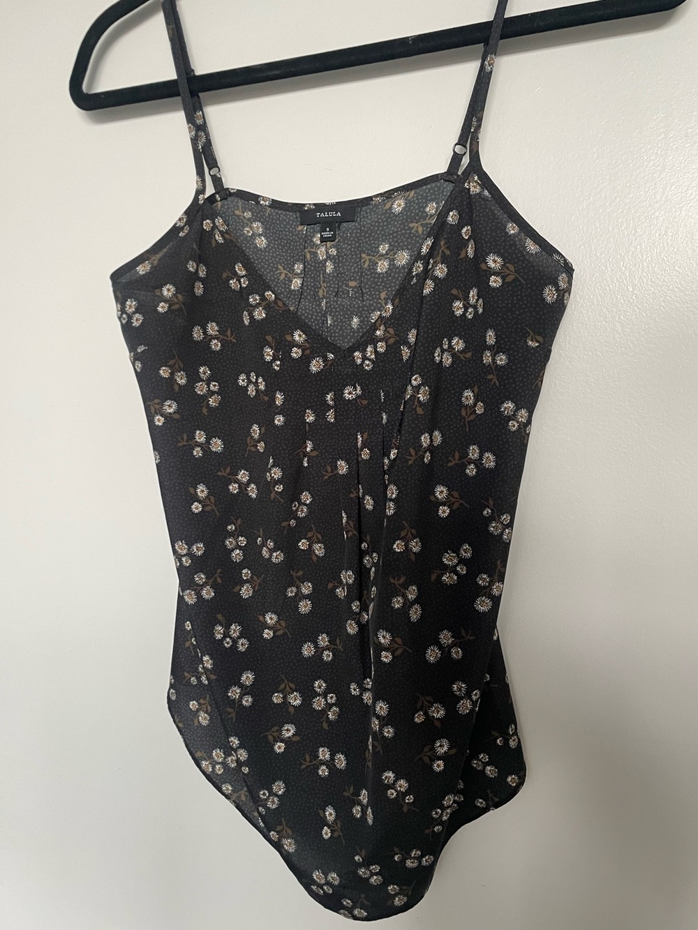 Talula Black Floral Spaghetti-Strap Cami with Tiny Daisies
